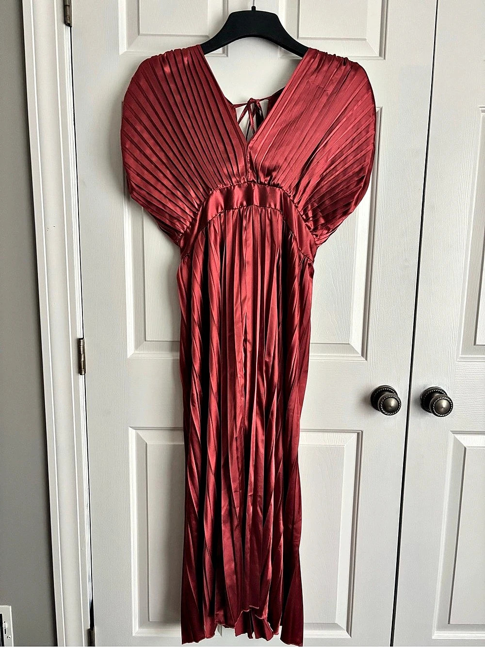 Pleated Maxi Dress in Copper Rust
